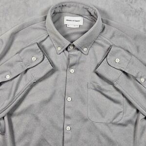 Ministry of Supply Shirt Mens Medium Grey Performance Apollo Button Down Pocket